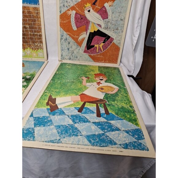 3 Vintage 1970 Nursery Rhyme Puzzles Frame tray, 10 or less pcs. 2491 12x118" - Picture 4 of 8
